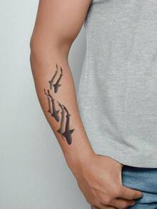 1 hình xăm tạm thời cho nam, hình xăm cá mập, hình xăm giả thảo dược phong cách Gothic, phù hợp với nam giới sành điệu, chống nước và mồ hôi, kéo dài 7-14 ngày - màu đen - Xem 2