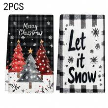 1 set/1 pièce/2 pièces Serviettes de cuisine et gants de vaisselle imprimés avec des arbres de Noël colorés, convenant à la décoration intérieure des restaurants, cuisines et salles de bains, à la décoration de fête, aux cadeaux de vacances et pouvant également être offerts en cadeaux de Noël