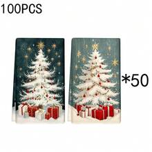 1set/1pc/2pcs Christmas Tree Printed Kitchen Towels And Dishcloths, Suitable For Interior Decoration In Restaurants, Kitchens And Bathrooms, Party Decoration, Holiday Gifts, And Can Also Be Given As Christmas Presents