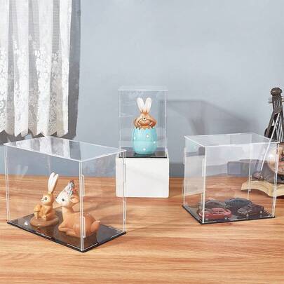 1 件现代亚克力展示盒，带黑色底座 - 防尘、可拆卸设计，适合收藏品和装饰品 | 居家、办公室和送礼的完美选择