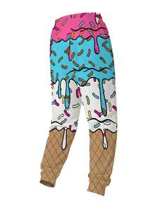 Men's Fashionable 3D Print Casual Pants With Elastic Drawstring And Pockets, Novelty & Stylish , Fall - Multicolor - View 6