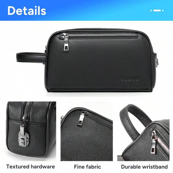 Anti-Theft Password Lock Leather Bag, Large Capacity Men's Clutch Bag, New Soft Leather Handbag, Zipper Handbag, Handheld Wallet