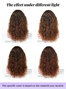 20英寸渐变棕色长卷发假发，高品质、舒适、透气、蓬松的合成纤维假发，非常适合度假、旅行、家庭聚会、角色扮演、音乐节和日常佩戴。 - 漸層棕色 - 查看 7