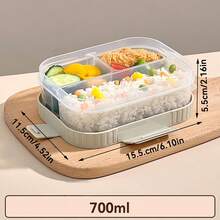 1pc Transparent Plastic Divided Lunch Box With Handle, Portable Leak Proof Bento Box With Compartment, Microwave Fruit Salad Food Storage Container Lunch Container, Meal Prep Box For StudentAdult Use In Home, Office, Camping, Picnic, Back To School - Multicolor - View 16