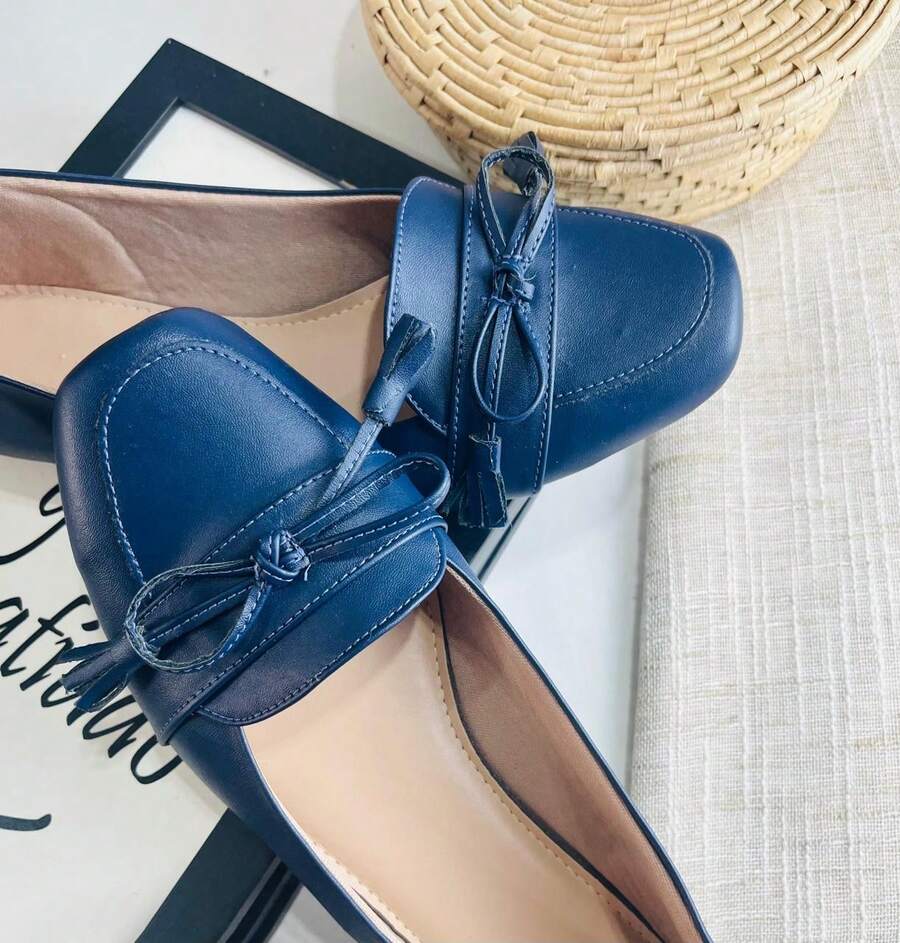 Burleta Navy Blue Comfort Elegant Ballet Flats - Navy Blue - View 1