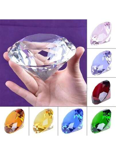 10色3CM水晶钻石形装饰切割玻璃巨型宝石婚礼办公室桌面装饰物生日礼物