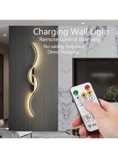 1pc LED Rechargeable Wand Light, Remote Control Dimming, Easy Installation Semi Flush Mount Hardware, Ambient Lighting 60/80cm Aluminum, 5V2A 4000mAh Bedroom Kitchen Corridor Staircase Villa Restaurant Verlichting Fixture