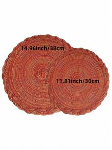 Round Table Placemats, 2/4/6/8 Pcs Set - Woven Heat Resistant Non-Slip Kitchen Table Mats, 15 Inch, Machine Washable Tablemats For Round Tables, Suitable For Dinner, BBQ, Indoor & Outdoor Use (Orange) - Orange - View 8