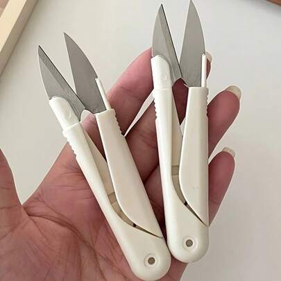 2-Piece Set - U-Shaped Scissors With Safety Handle - Durable Plastic Thread And Embroidery Scissors For Precise Cutting, Ideal Valentine's Day Gift, Handmade Essentials | Trimming Scissors | Durable Plastic Scissors