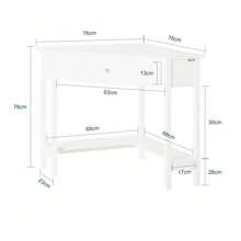 SoBuy FWT31-W, White Corner Desk, Triangle Table Desk With Drawer, Home Office Desk Computer Workstation - White - View 2