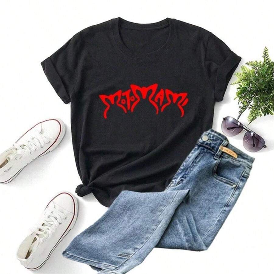 COOL SUMMER Rosaliass Motomami World Tour T-Shirt Women Hip Hop Vintage 90s Rap T Shirts Summer  Short Sleeve Graphic Tee Streetwear - 黑色 - 查看 1