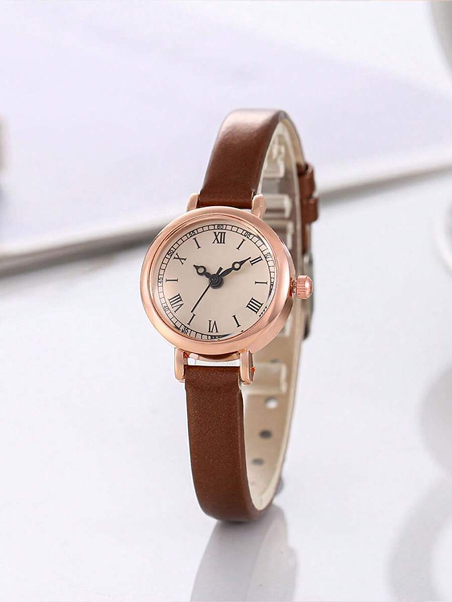Fashion Student Watch Leather Strap Watch Small Plate Thin Student Exam Watch Female Retro Quartz Watch, Send Girlfriends, Friends, The Most Ideal Holiday Gift, Clock