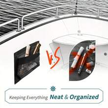 Boat Self-Adhesive Storage Mesh Bag, Marine Organizer For Tools & Boat Accessories, Waterproof Strong Adhesive Backing, Easy To Install & Remove, Keep Your Boat Tidy And Items Secure