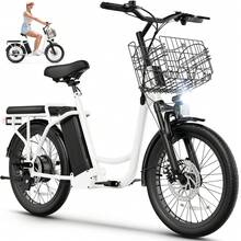 COBIZI Peak 560W/819W Electric Scooter Adults, 36/48V Removable Battery, , 20" Fat Tire Off-Road E Scooter With Basket&Adjustable Seat, Foldable  Commuting - White - View 2
