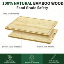 Huisuilinss Bamboo Cutting Board,Extra Large Wooden Cutting Boards For Kitchen,Chopping Board With Deep Juice Grooves & Handles,Cutting Board For Chopping & Serving,24"X18" - Yellow - View 2