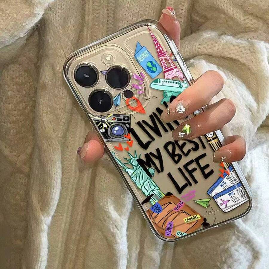 Funda de teléfono con etiqueta en inglés, compatible con Apple 17, 15 Pro Max, 14 Plus, 13, 12, 11, XS, XR, X, 7 y Series S21/S22/S23/S24/S25, A71, A51, A55 - Cobertura completa, diseño de moda, elegante, recortes precisos