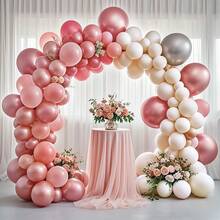 50/35pcs 10-Inch Vintage Pink Latex Balloons Set, For Boho Birthday Wedding Decoration, Bridal Shower, Valentine's Day - Elegant Party Decor - Multicolor - View 4