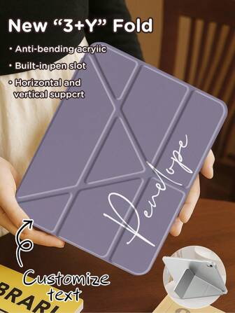 Ayotu כיסוי מגן מתקפל בצורת Y לטאבלט אייפד מתקפל להתאמה אישית של תמונות, תואם לאייפד אייר 11 אינץ' (M2)-2024, דור 10, כיסוי מגן תומך בזווית מרובת אפשרויות, שש שיטות מיקום למעמד, חריץ לעט מובנה, כיסוי תואם לסמסונג גלקסי טאב S7/S8/S9 11 אינץ', כיסוי אחורי שקוף, הגנה מפני נפילות, השכמה/שינה אוטומטיים