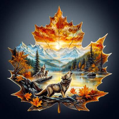 Autumn Of The Wolf King - Wooden Puzzle, Asymmetrical Shaped Puzzle Toy, Unique Party Game Gift, Asymmetrical Animal Shaped Wooden Puzzle, Decorative Art Painting, Tabletop Magic Puzzle, Unique Children's Educational Puzzle, Holiday Gift, Suitable For Children, Christmas Gift, Back To School Gift, Birthday Gift