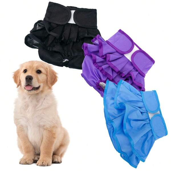 3 paquetes de pañales para perras hembra lavables, pañales reutilizables para cachorros, muy absorbentes y cómodos, pañales para perros en celo o con incontinencia urinaria excitada, unicolor tipo caramelo