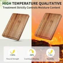 Huisuilinss Cutting Boards For Kitchen,Acacia Wood Cutting Board For Chopping Meat,Vegetables,Fruits,Cheese,Serving Tray With Handles & Deep Juice Groove,Reversible Wooden Butcher Block,20"X15"X1.38" - Yellow - View 2