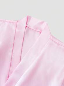 Tween Girl Crossover Short Sleeve Casual Loungewear Robe, Pink - Multicolor - View 8