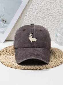 1 Peça Boné de Beisebol Unissex Bordado com Alpaca, Fofo e Estiloso, para Esportes ao Ar Livre, Camping, Pesca, Praia, Ajustável, Casual, Rua, Poliéster Macio, Primavera/Verão/Outono - A - Visão 9