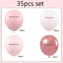 50/35pcs 10-Inch Vintage Pink Latex Balloons Set, For Boho Birthday Wedding Decoration, Bridal Shower, Valentine's Day - Elegant Party Decor - Multicolor - View 7