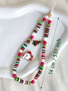 1 pieza Colgante de Papá Noel y árbol de Navidad de cerámica suave rojo y verde, cadena para smartphone, auriculares, accesorio para bolsa de cámara, regalo de Navidad