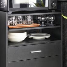 SoBuy FSB09-SCH, Mobile Kitchen Cabinet Microwave Oven Cabinet Kitchen Storage Trolley Kitchen Dining Room Storage Cabinet On Wheels, Black - 黑色 - 查看 10