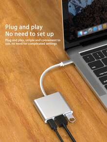 三合一 Type-C 转适配器，Type-C 集线器 Thunderbolt 3 转 4K 输出，USB 3.0 端口和 USB-C 充电端口，兼容 MacBook Pro/Air、Galaxy S8/S9、笔记本电脑 PD 充电 USB 分线器数字 AV 适配器 - 彩色 - 查看 10