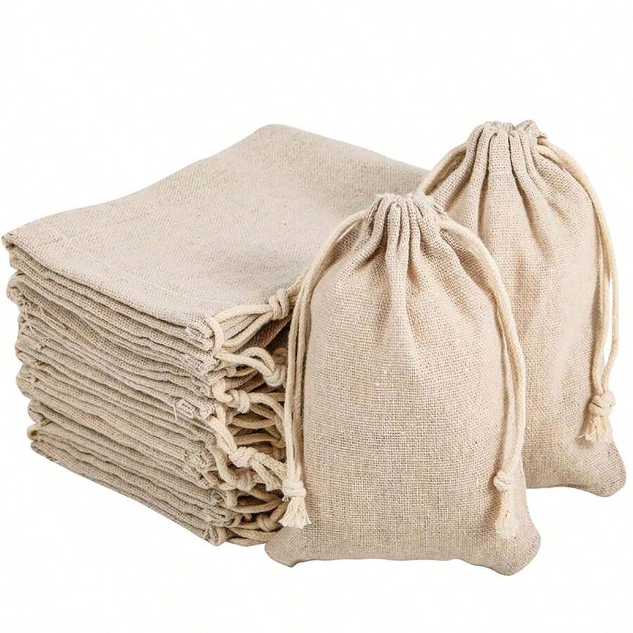 10 túi rút, túi đựng đồ trang sức, túi đựng gia vị, túi đựng phụ kiện, túi đựng quà trang trí ngày lễ tự làm cho Giáng sinh, Năm mới, Lễ Phục sinh, Ngày của Mẹ, Đám cưới, Tiệc tùng - Mẫu tùy chỉnh - Màu be - Xem 1