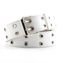 1pc Punk Style Eye Decor Waist Belt, Unisex Hip Hop PU Leather Belt Fall, Autumn, Halloween - White - View 8