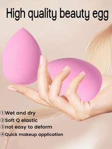 30/1pc Multifunctional Pink Beauty Egg Makeup Sponge, Foundation Blending Makeup Sponge, Liquid/Cream/Powder Seamless Smooth Beauty Sponge, Water Drop Makeup Sponge, Makeup Beauty Tools - Wet And Dry, Professional Soft Concealer Sponge - Pink - View 5