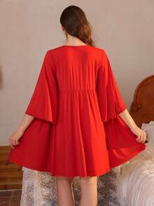 2pcs Women's Sexy Lace Camisole Nightgown & Long Sleeve Robe Set, Suitable For Spring, Summer And Autumn, Christmas