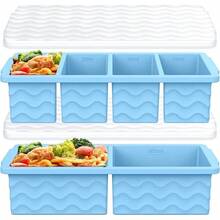 Silicone Freezer Molds For Soup With Lid, 1-Cup & 2-Cup Large Ice Cube Trays Food Storage Containers For Meal Prep, Freeze 250mL/125mL Portions – 2 Pack - Xanh nhạt - Xem 13