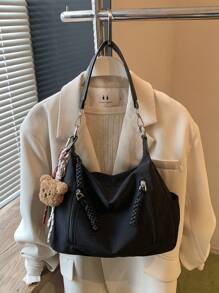 Sac à bandoulière mode polyvalent grande capacité Merlard Retro 2025 à texture mate, sac de plage haut de gamme, sac fourre-tout, sac de courses, grand sac, sac à main à texture de niche, sac bandoulière croisé à fermeture éclair à double bretelle