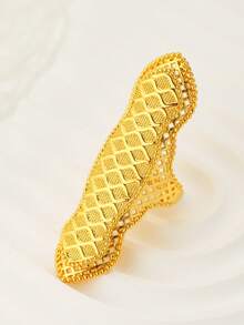 1pc Vintage Middle Eastern Dubai Hollow Embossed Floral Design Open Ring For Women, Suitable For Parties, Gatherings, Gifts, And Daily Wear