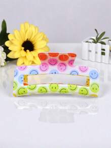 1pc Acrylic Smiling Face Cute Hair Claw Clip, Versatile For Commute, Spring/Summer/Autumn/Winter, Large Size 9.5cm,Hair Accessories,Claw Clips,Hair Jaw Clip,Hair Clutch