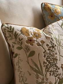 غطاء وسادة مزخرف بنقشة الجاكار الشينيل الزهري (بدون إدراج)، غطاء وسادة زخرفي كلاسيكي من الجاكار الشينيل الزهري، مناسب لديكور المنزل والأريكة والسرير طوال العام