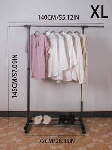 1pc Floor-Standing Clothes Drying Rack, Simple Indoor/Balcony Portable Hanging Clothes Rack For Home, Dorm, Student - Black - View 7