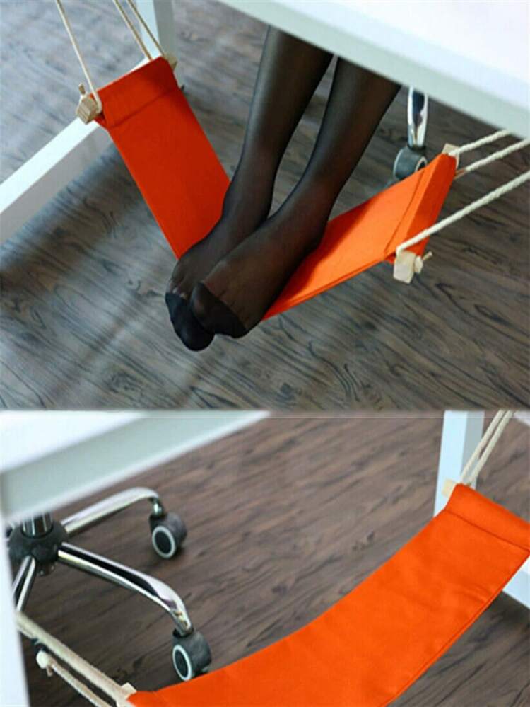 1pc Canvas Office Rest Foot Hammock, Outdoor Leisure Foot Hammock, Adjustable Length Foot Hammock, Slouchy Person Rest Foot Hammock, Foot Stool, Swing, Creative Home Gift, Relieve Foot Fatigue Rest Foot Hammock, Can Be Hung Under The Office As A Footrest - Multicolor - View 6