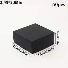 50pcs Square Kraft Paper Gift Boxes - Pink, Black, White, Brown, Suitable For Jewelry And Soap, Applicable For Wedding, Birthday, Graduation, Christmas, Valentine's Day, Mother's Day, Etc. - Multiple Sizes Available - Multicolor - View 25