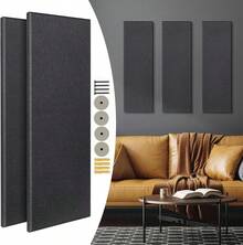 Melkus Acoustic Panels 2 PCS, 35.4''x12'' Polyester Fabric Acoustic Wall Panels, Upgraged Super Strong Installation, Soundproof Wall Panels For Studios, Home, Office, Theater (Dark Gray)