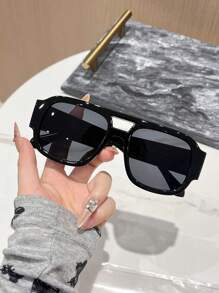 1 副女士红色镜框时尚眼镜，夏季时尚沙滩配饰，休闲风格超大飞行员镜框，适合外出装、返校装 - 彩色 - 查看 5