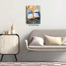 1pc 30*40cm(12x16inch) Vintage Style Canvas Wall Art Decoration Abstract Cartoon Tufted Titmouse Birds Canvas Print Modern For Home Office Bathroom Living Room Hallway Dining Room Bedroom Decoration.Stretched And Framed Ready To Hang.