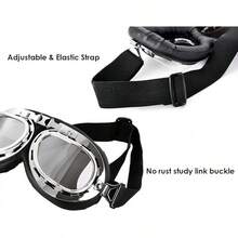Gafas de Cosplay Estilo Steampunk Gafas de Motocicleta Disfraz Estilo Retro de Piloto - Negro - Lente transparente - Ver 9