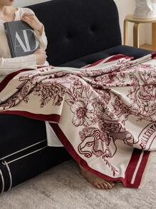 1 件仿羊绒勃艮第波西米亚花卉蝴蝶提花毛毯，温暖披肩，适合办公室沙发、床、户外野餐、宠物罩，日常使用的简单礼物