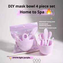 DIY Face Mask Mixing Bowl Set, Includes Mask Bowl, Stirring Rod, Dual-Head Mask Brush, Dual-Head Measuring Spoon, Silicone Beauty Tools For Skin Facial Care Makeup