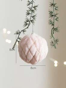 1pc 8cm Pink Foam Christmas Ball Ornament, Ins Style Christmas Tree Decor Pink Set, Glitter Girly Pink Christmas Tree Home Decoration Hanging Pendant